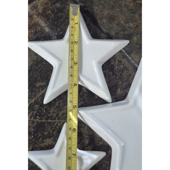 Set Of (3) Star Shaped White Stacked Trinket Dishes w/Gold Accent Design - Picture 11 of 13
